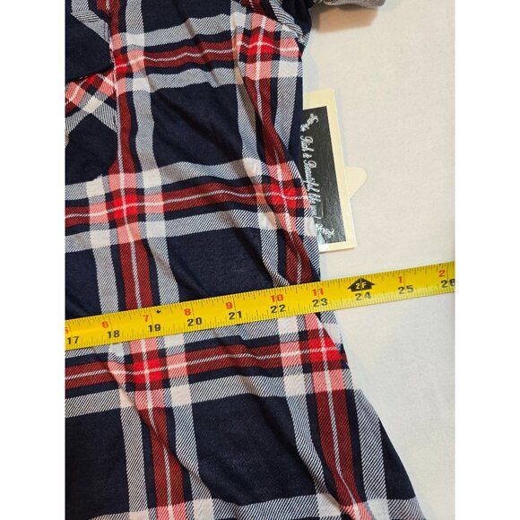 Womens RNB Plaid Button-Up Lace Accented Shirt Navy/Red Size 2X - Picture 12 of 14